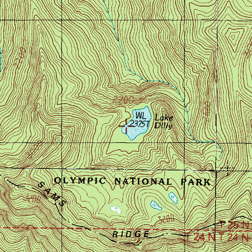 Topographic Map of Lake Dilly, WA