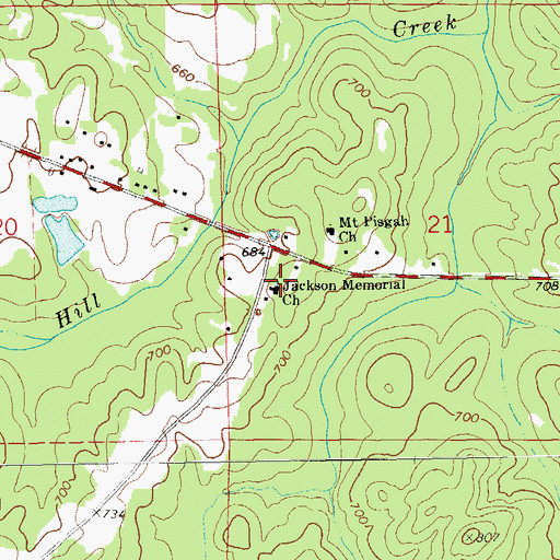 Topographic Map of Jackson Memorial Baptist Church, AL