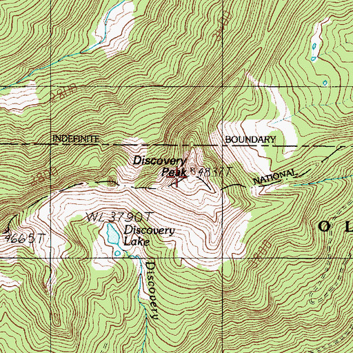 Topographic Map of Discovery Peak, WA