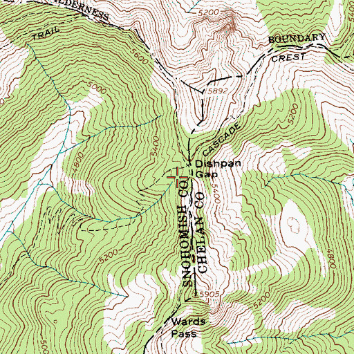 Topographic Map of Dishpan Gap, WA