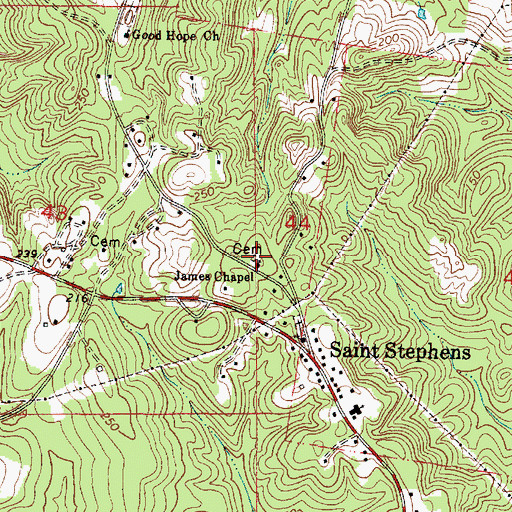 Topographic Map of James Chapel Baptist Church, AL