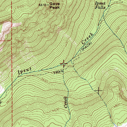 Topographic Map of Doe Creek, WA