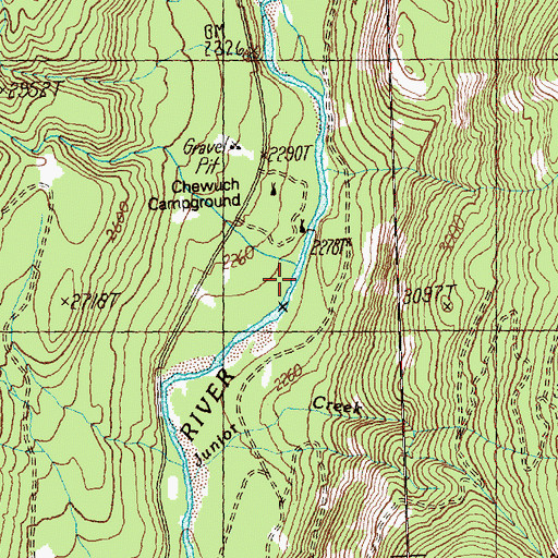 Topographic Map of Doe Creek, WA