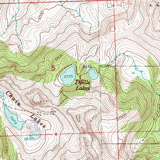 Topographic Map of Doelle Lakes, WA