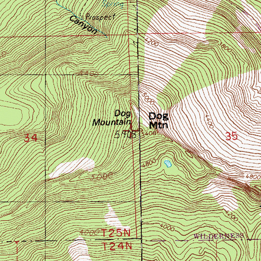 Topographic Map of Dog Mountain, WA