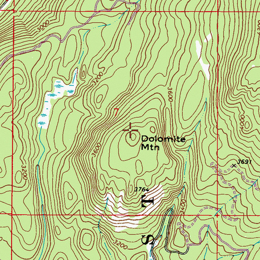 Topographic Map of Dolomite Mountain, WA