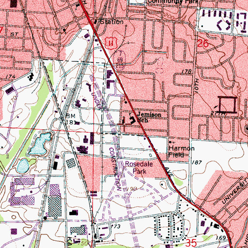 Topographic Map of Jemison Elementary School, AL