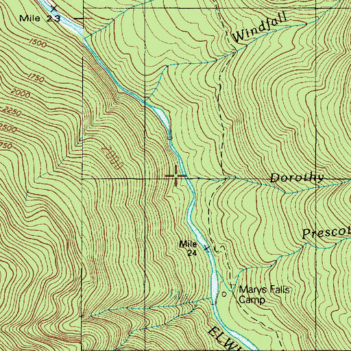 Topographic Map of Dorothy Creek, WA