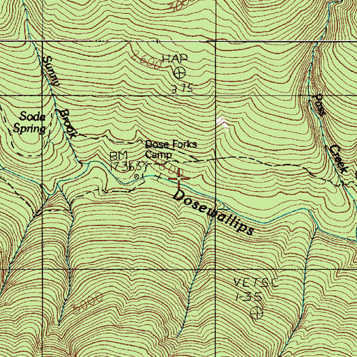 Topographic Map of Dose Forks Camp, WA