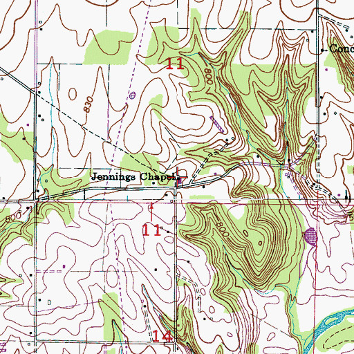 Topographic Map of Jennings Chapel, AL