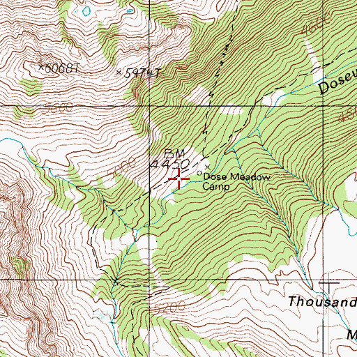 Topographic Map of Dose Meadow Camp, WA