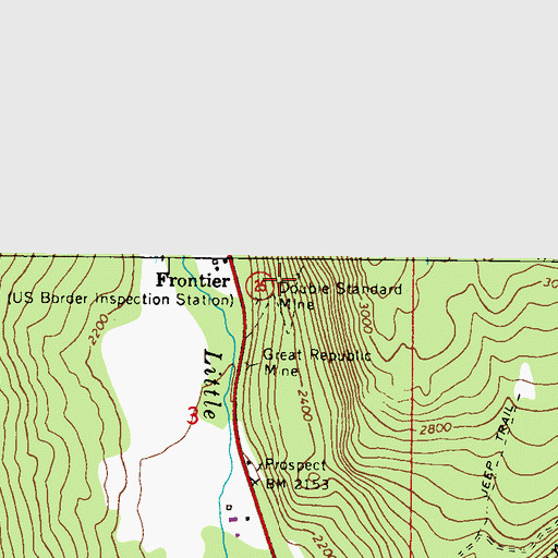 Topographic Map of Double Standard Mine, WA