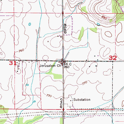 Topographic Map of New Jerusalem Baptist Church, AL