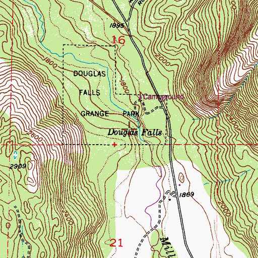 Topographic Map of Douglass Falls, WA