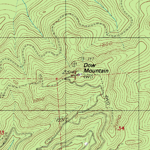 Topographic Map of Dow Mountain, WA