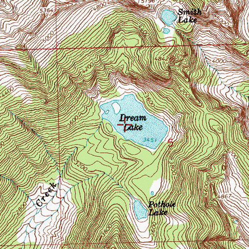 Topographic Map of Dream Lake, WA