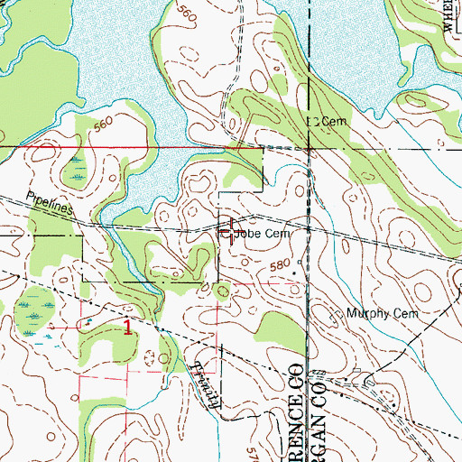 Topographic Map of Jobe Cemetery, AL