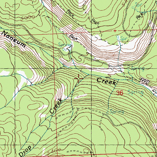 Topographic Map of Drop Creek, WA