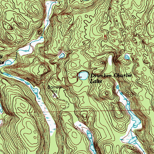 Topographic Map of Drunken Charlie Lake, WA