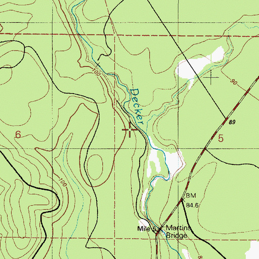 Topographic Map of Dry Bed Creek, WA