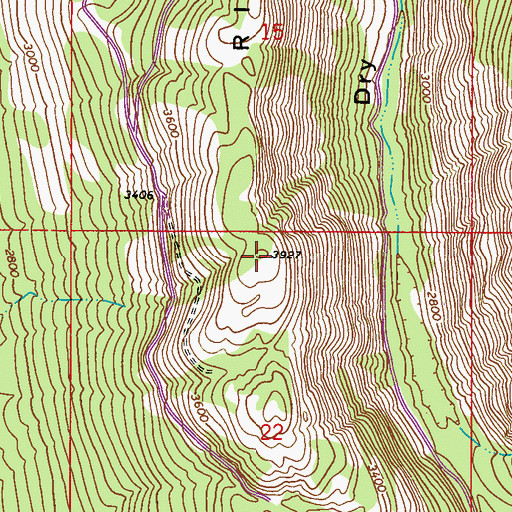 Topographic Map of Dry Canyon Ridge, WA