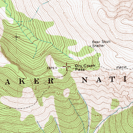Topographic Map of Dry Creek Pass, WA