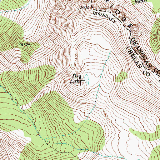 Topographic Map of Dry Lake, WA