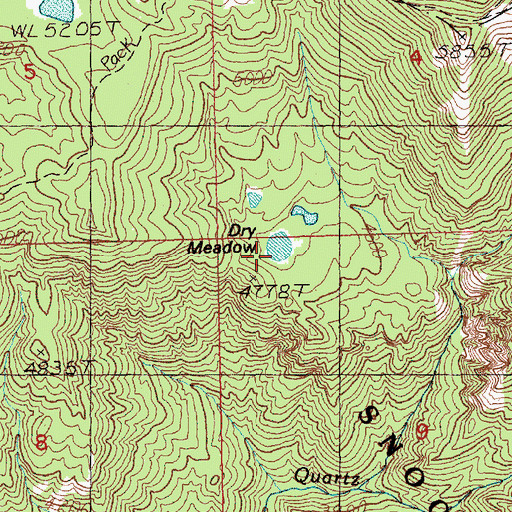 Topographic Map of Dry Meadow, WA