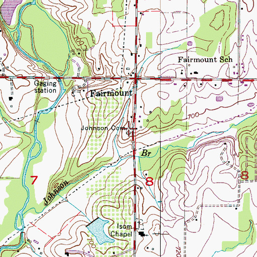 Topographic Map of Johnson Cemetery, AL