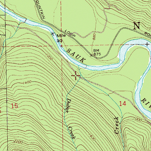 Topographic Map of Dubor Creek, WA