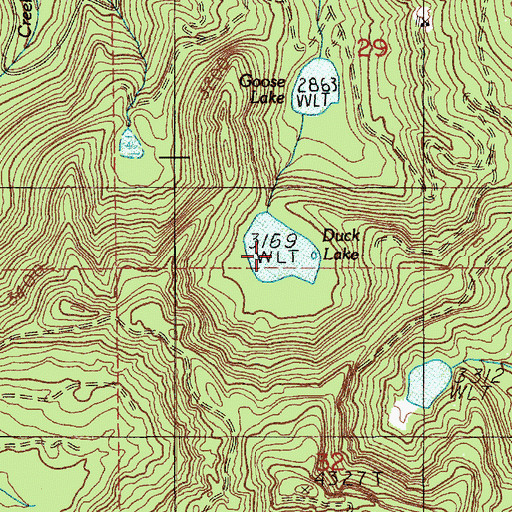 Topographic Map of Duck Lake, WA