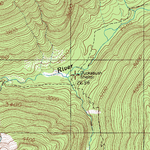Topographic Map of Duckabush Shelter, WA