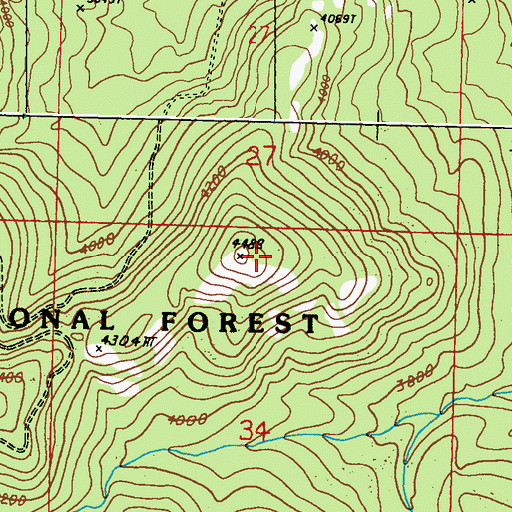 Topographic Map of Dugout Lookout Trail (historical), WA