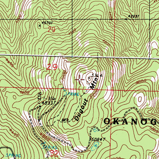 Topographic Map of Dugout Mountain, WA