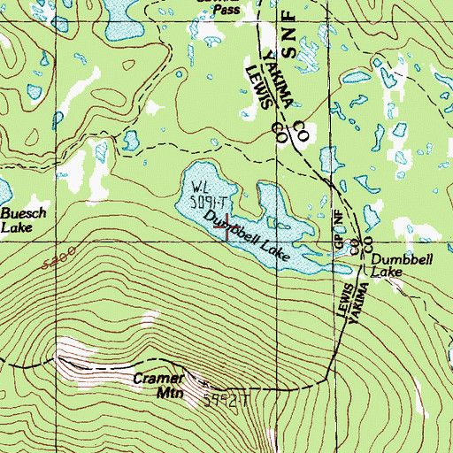 Topographic Map of Dumbbell Lake, WA