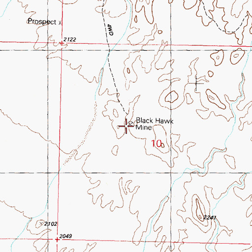 Topographic Map of Black Hawk Mine, AZ