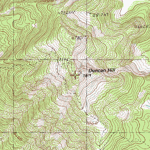 Topographic Map of Duncan Hill, WA