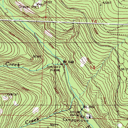 Topographic Map of Dunn Creek, WA