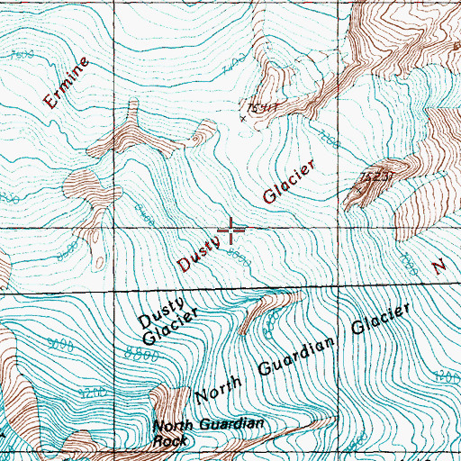 Topographic Map of Dusty Glacier, WA