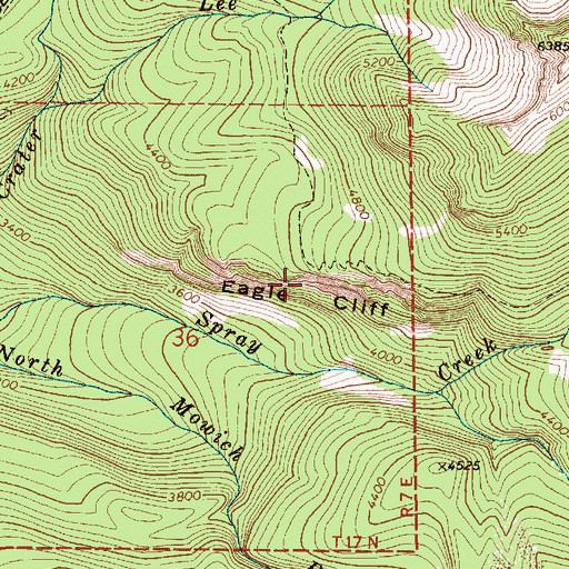 Topographic Map of Eagle Cliff, WA