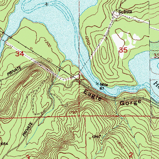 Topographic Map of Eagle Gorge, WA