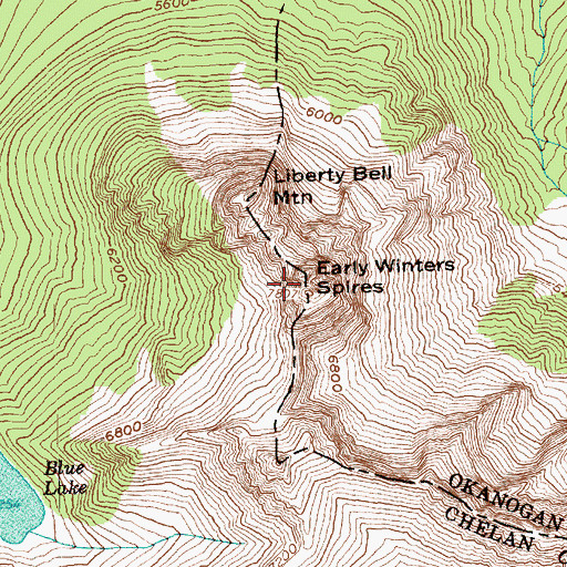 Topographic Map of Early Winters Spires, WA