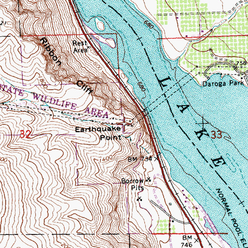 Topographic Map of Earthquake Point, WA