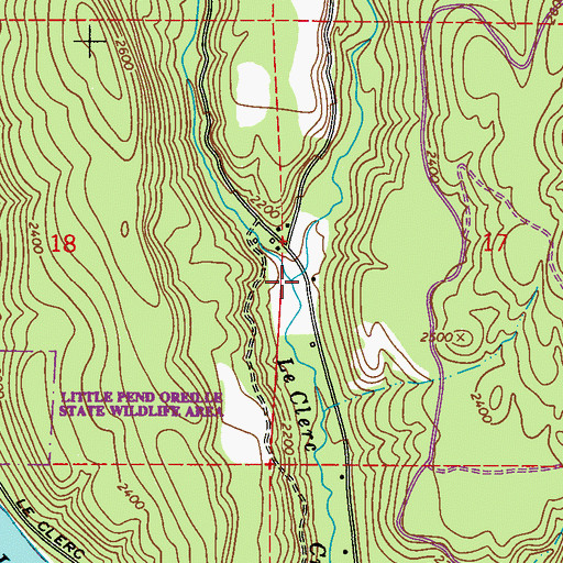 Topographic Map of East Branch Le Clerc Creek, WA