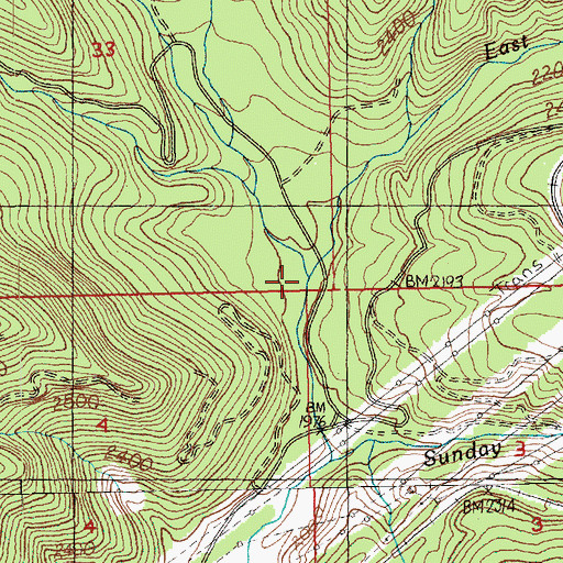 Topographic Map of East Creek, WA
