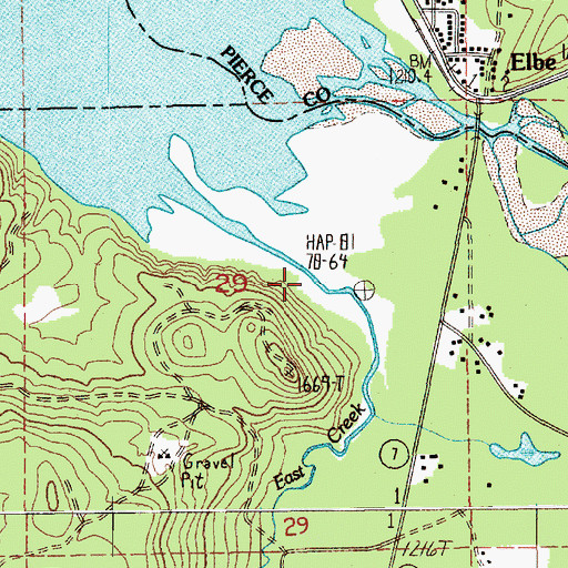 Topographic Map of East Creek, WA