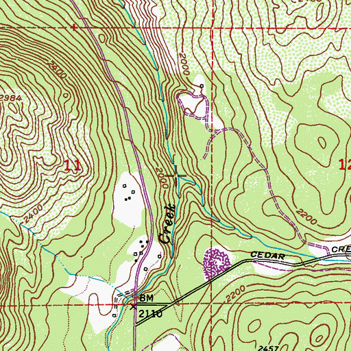 Topographic Map of East Fork Cedar Creek, WA