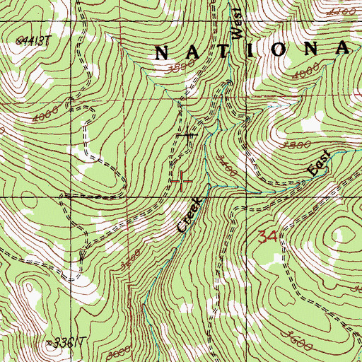 Topographic Map of East Fork Fawn Creek, WA