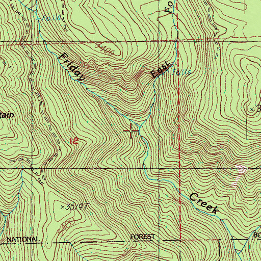 Topographic Map of East Fork Friday Creek, WA
