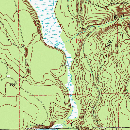 Topographic Map of East Fork Griffin Creek, WA
